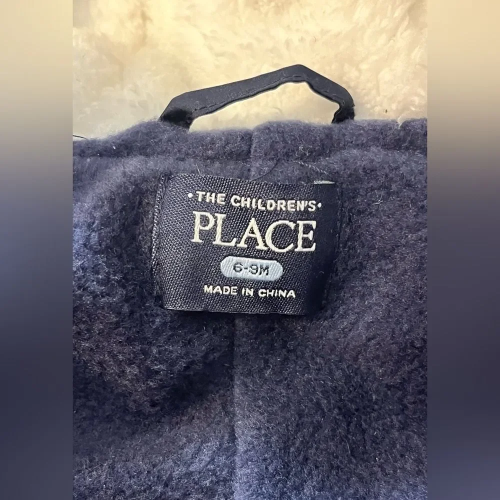 Children’s Place Navy Blue Infant Baby One Piece Snowsuit & Mittens 6-9 Months